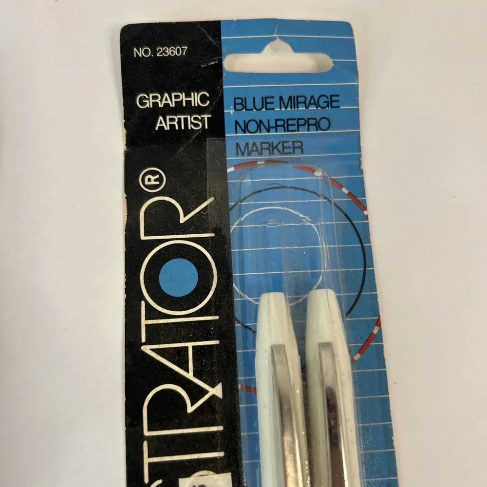 Vintage Illustrator Blue Mirage Non-repo Marker XX Micro Fine Point NOS Lot Of 2